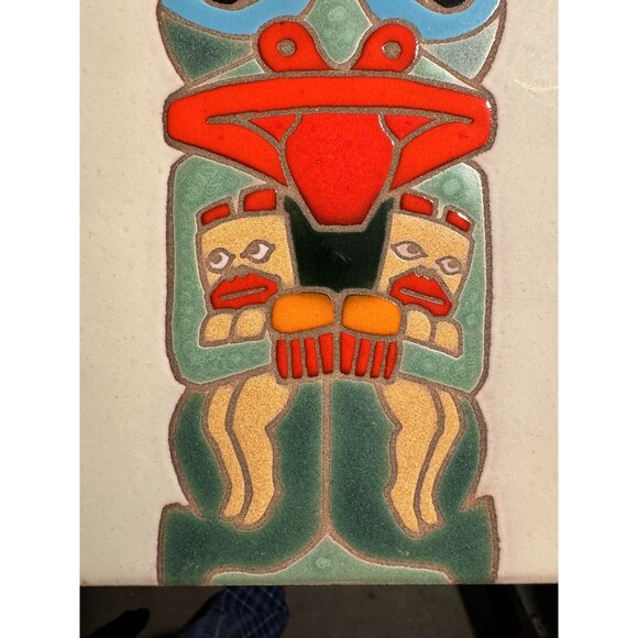 VTG 1988 Santa Fe Art Tile Beaver Totem 6”x8” KWAKUITL Arius Hand Painted Rare!! - Picture 4 of 6